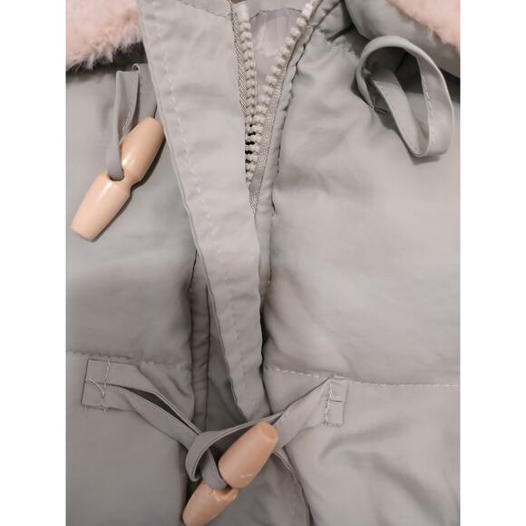 Quilted Puffer Cropped Jacket Sz M Light Sage Green Toggle Buttons Fleece Collar - Picture 12 of 16